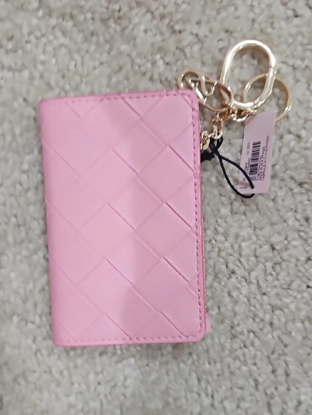 New With Tag! Victoria's Secret Pink Quilted Card Pouch with Gold Charm - Picture 6 of 6